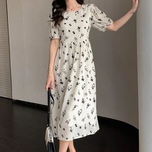 Black and White Midi Work Dress